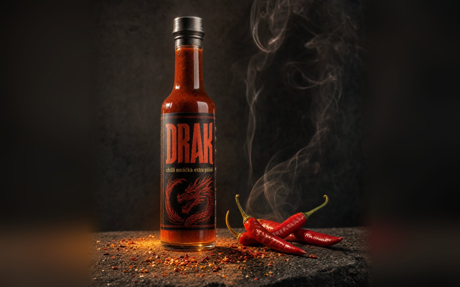 Profesionální dramatická fotka chilli omáčky